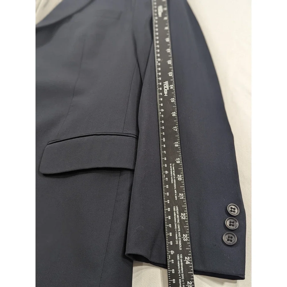 Banana Republic Sport Coat 42R Slim‎ Fit Cerruti Wool Navy Crosshatch Blazer